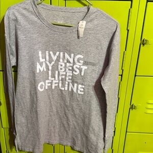Aerie Gray Long Sleeve Tee - Living My Best Life Offline